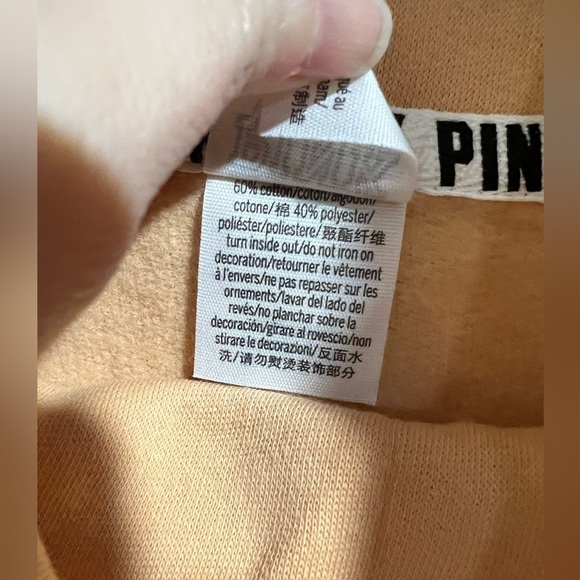 NEW NIP VS PINK Victoria Secret tan orange nude cowl neck sweatshirt L large - Picture 5 of 7